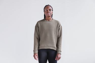 Nobull Quilted Crew Women's Pullover Light Brown | Australia (HA6375)